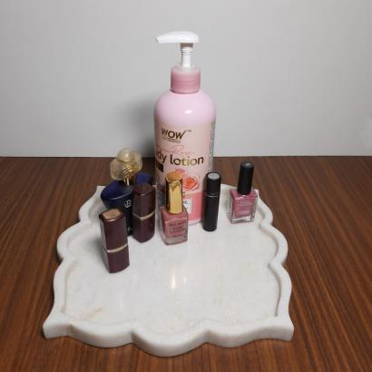 Elegant Arabesque White Marble Tray